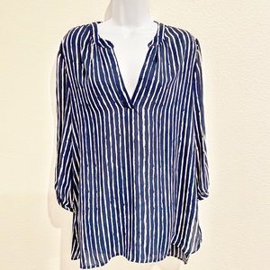 Banana Republic Blue + White Striped Blouse